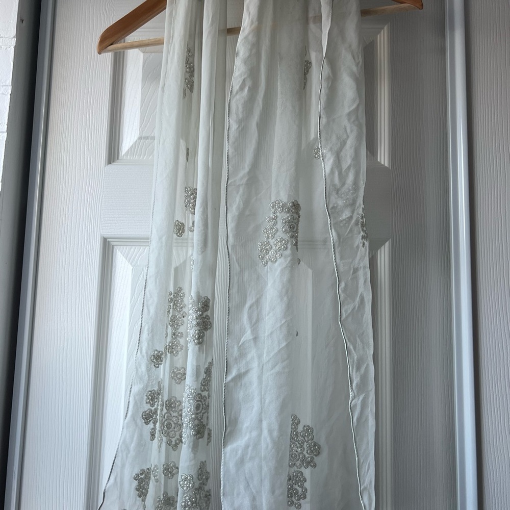 Pearl embroidered Neck Scarf
